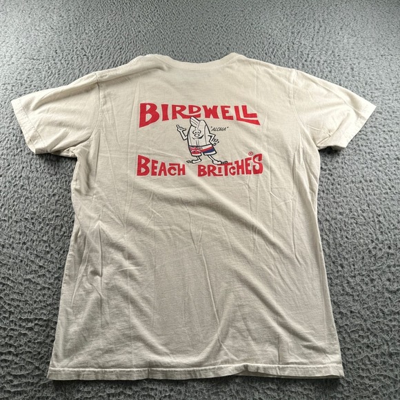 Birdwell Beach Britches T-Shirt Mens S Cream Beach Graphic Surf Short Sleeve USA - Picture 4 of 7